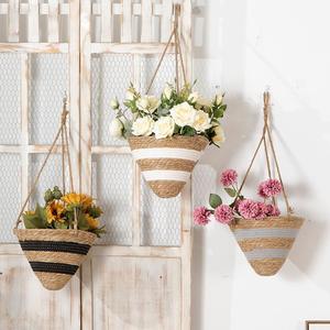 Handmade Rattan <b>Hanging</b> <b>Basket</b> Round 22cm For Indoor Outdoor Plants Decoration - Product Image 2
