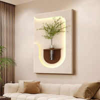 Lukisan Dinding Gantung 3D Gaya Modern Motif Batu Pasir Besar, Pola Still Life dengan Simulasi Tanaman Hijau untuk Dekorasi Pintu Masuk