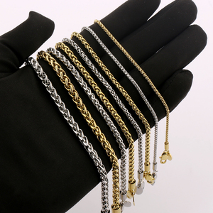 Collier en acier inoxydable plaqué or 14K, 2mm 3mm 4mm, pour femmes et hommes, personnalisable, tendance, avec maillons Rolo, Câble, Franco, Box, Blé - Product Image 1