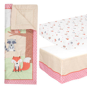 Ensemble de literie pour <span class=keywords><strong>lit</strong></span> de bébé 3 pièces, thème <span class=keywords><strong>jungle</strong></span> d'automne, 100% coton, literie rose pour chambre de bébé - Product Image 6