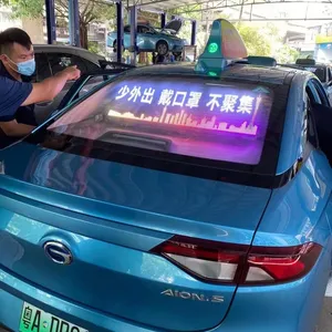 Layar LED transparan P2.6-5.2 tampilan LED taksi mobil kaca belakang iklan