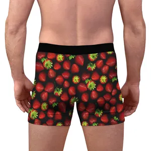 Hoge Kwaliteit Sweatproof Biologisch Aardbei Bedrukt Zijde Polyester Heren Ondergoed Boxershort