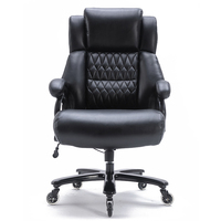 Chaise de bureau de direction pivotante noire de luxe à dossier haut, avec accoudoirs inclinables, grande taille, pour un confort optimal