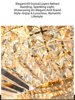 Plafonnier LED moderne en acier et cristal avec lumière blanche froide, alimentation CA, pour salon - Design haut de gamme pour hôtels
