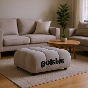 Sgabello Modulare Marcel Moderno in Velluto a Coste Grigio Ciottolo, 36 Pollici, per Arredamento Soggiorno - Product Image 2