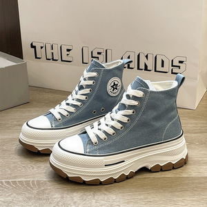 Spring New Fashion Trend Canvas <b>Shoes</b> Women Students High Top Thick Bottom Height Increase Casual Board CS-07 Canvas Trendy <b>Shoe</b> - Product Image 4
