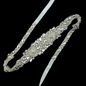 Cinturón con adorno de diamantes de imitación para dama de honor, cinturón de boda de cristal, impresionante, extra largo - Product Image 2
