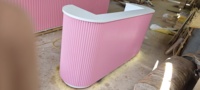 Comptoir de réception rose cannelé avec base LED, mobilier de salon pour institut de beauté
