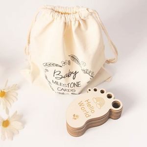 Lot de cartes de jalons en forme d'empreinte de pied pour bébé, ensemble de souvenirs, marqueurs de croissance pour 12 mois, cadeau attentionné pour les nouveaux parents - Product Image 1