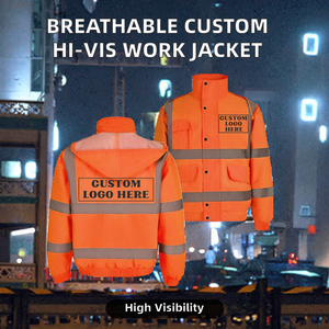 Customized Hi Vis Reflective Stripes <b>Work</b> Jacket Men <b>Waterproof</b> Outdoor Mechanic High Visibility Workwear Uniform Jackets Unisex - Product Image 2