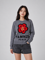Pull en laine 100% pour femme, personnalisé OEM, avec motif floral jacquard, anti-boulochage, pull d'hiver en tricot