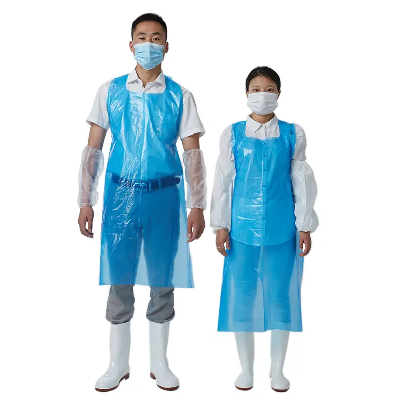 Delantal desechable de polietileno LDPE, impermeable, para Hospital