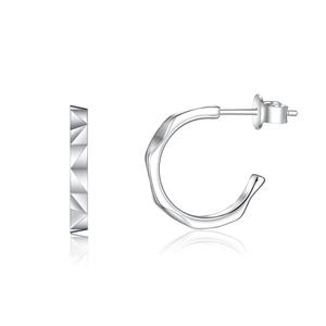Boucles d'oreilles en argent sterling 925, design minimaliste, bijoux fins, plaqué rhodium, géométriques, tendance, créoles, cadeau de mariage, de fiançailles - Product Image 1