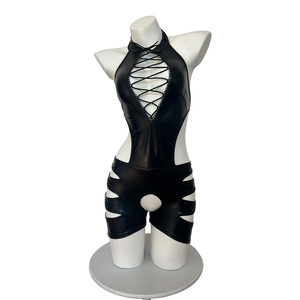 Conjunto de Lencería Sexy de Cuero PU para Mujer 2026 con Medias, Diseño Hueco, Estilo Bondage, Lencería Erótica - Product Image 6