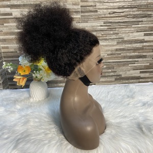YWhair <span class=keywords><strong>Parrucca</strong></span> da <span class=keywords><strong>Donna</strong></span> <span class=keywords><strong>Afro</strong></span> Kinky Curly 360 Full Lace Nera Pre-Plucked con Bordo 4C e Attaccatura Naturale, Senza Colla, Stile Liscio - Product Image 5