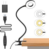 Lampe de lecture LED à clipser moderne, 3 modes de couleur, 10 niveaux de luminosité, bras flexible en ABS, pour enfants, chevet, table, dortoir