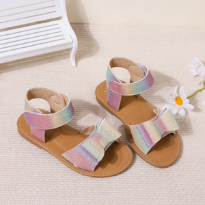 Sandales à nœuds pour enfants, chaussures de princesse, sandales à boucles et crochets, semelles en caoutchouc - Product Image 5