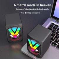 Speaker komputer portabel, pengeras suara komputer USB bercahaya kabel USB Subwoofer Mini untuk Laptop Multimedia Audio bermain game