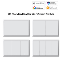 Nouvel Arrivage Interrupteur Mural Intelligent Wi-Fi Tuya Standard US, Compatible Matter, Contrôle sans Fil via APP, Panneau Manuel, 1/2/3/4 Gang