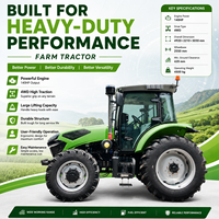 Tracteur agricole modèle populaire LAWNIO à châssis plat, moteur diesel 4 cylindres pour la préparation des terres