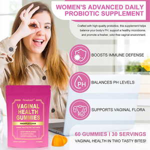 रोसबेस्ट थोक प्राकृतिक अनानास स्वाद महिलाओं योनि वनस्पति स्वास्थ्य और गंध नियंत्रण के लिए प्रोबायोटिक्स गुम्मीज़ पूरक - Product Image 2