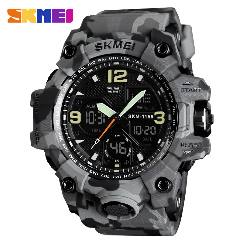 SKMEI 1155B men Sport Watches Digital Chronograph Double Time Alarm Watch 50M Watwrproof EL Light Wristwatches Relogio Masculino