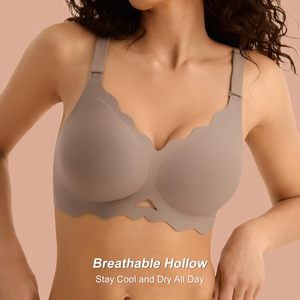 <span class=keywords><strong>Soutien</strong></span>-<span class=keywords><strong>gorge</strong></span> push-up grande taille Jelly, fin, sans armatures, sans coutures, antibactérien, anti-affaissement, bonnet 3/4, bord festonné, respirant, pour l'été - Product Image 2