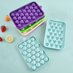 Bandeja de silicona de grado alimenticio para cubitos de hielo redondos con tapa y molde para hacer bolas de hielo, de congelación rápida y fácil desmolde para congelador - Product Image 1