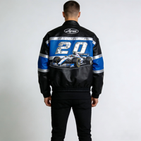 Veste en cuir de vache et de mouton OEM, veste en cuir lavé, style Varcity, veste brodée faite à la main, vêtements d'extérieur haut de gamme pour hommes