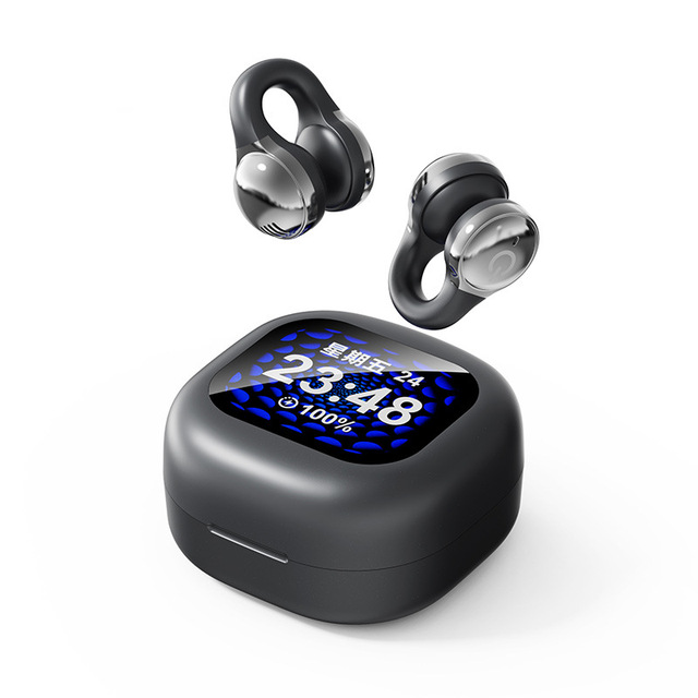 Smart Color Touch Screen Clip on Ear Hook Open Ear Earbuds BT5.4 Noise Cancellation Air Conduction Wireless Sports Headphones