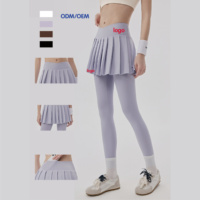 Leggings de sport pour femme à logo personnalisé, à séchage rapide, taille haute, compression, avec design jupe intégrée, pour le yoga