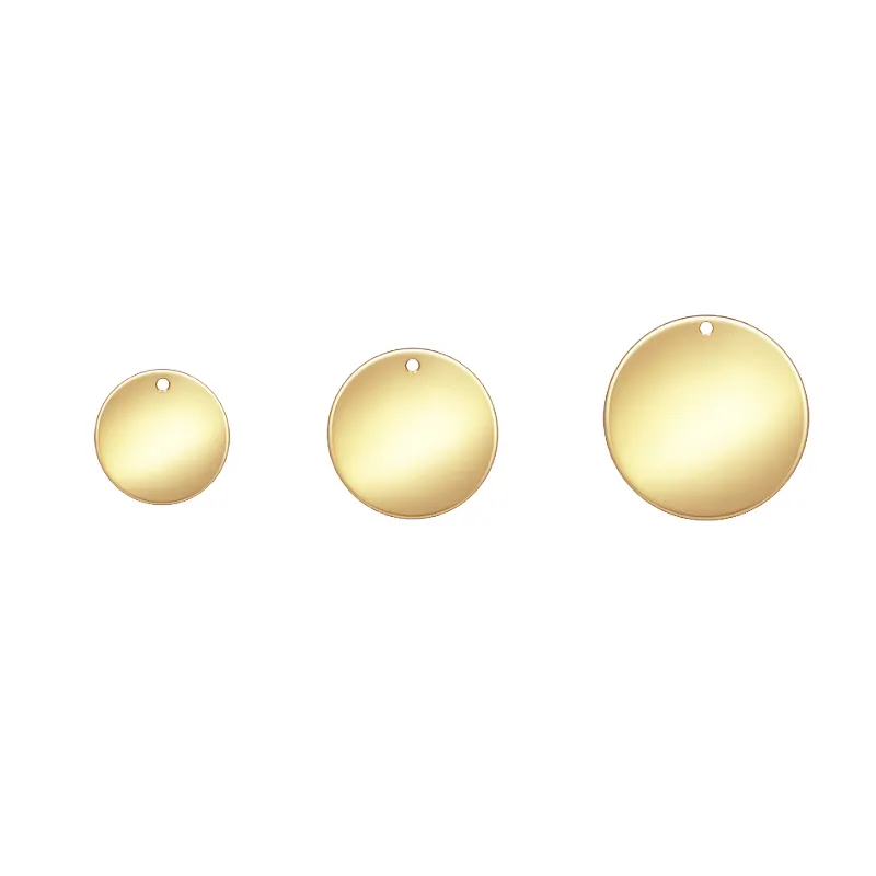 Liontin Isi Emas 14K & Jimat Logo Ukiran Kustom Stempel Cakram Koin untuk Pembuatan Perhiasan Kalung