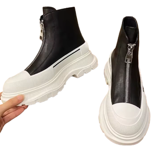 Bottes à fermeture éclair de haute qualité, chaussures montantes de créateur pour hommes, chaussures originales de luxe à semelle épaisse pour femmes, chaussures de marche décontractées et tendance - Product Image 5