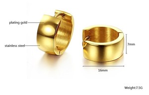 EKE072 <span class=keywords><strong>Orecchini</strong></span> a Cerchio Spessi in Acciaio Inossidabile 18k Placcato Oro, Stile Dubai, Incisione Personalizzabile, Ottima Offerta - Product Image 4
