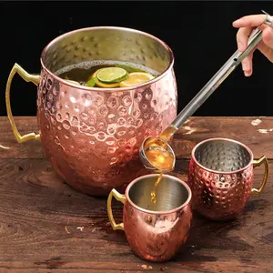 Logotipo personalizado Moscow Mule negro, revestimiento de acero inoxidable 304, taza grabada chapada en cobre