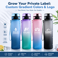 Bouteille infuseur en plastique Tritan 32oz sans BPA, transparente comme du cristal, pour infusion de fruits, camping, écologique, avec couvercle à ouverture rapide, logo personnalisé, OEM