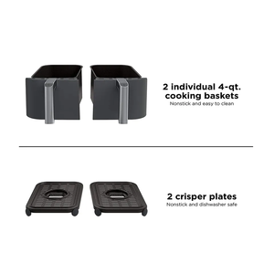 Friteuse à air double avec double panier, contrôle numérique par écran tactile LED, four à air en acier inoxydable - Product Image 5