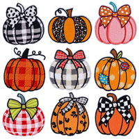 En gros, patchs brodés et appliques thermocollantes assortis à motifs citrouille d'automne, écossais, léopard et nœud, pour vêtements, sacs et projets DIY de Thanksgiving