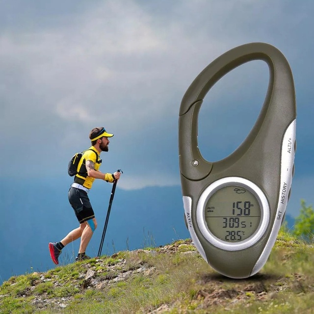 Digital Aluminum Handheld Fishing Altimeter Temperature Gauge Noctilucent Display Waterproof Shockproof Wristwatch Type
