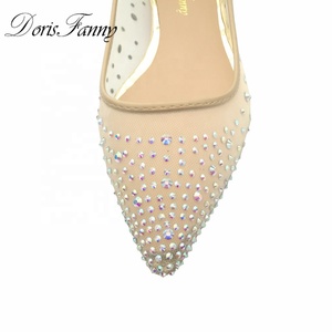 Wholesale Luxury Women's Silver Mesh Crystal Ballet <b>Flats</b> Lightweight Comfort Pointed Toe Summer Spring <b>Wedding</b> Bridal Use - Product Image 3