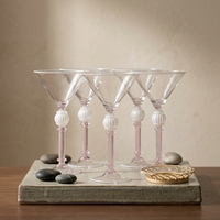 Verre à Martini rose à tige torsadée avec décoration perlée, gobelet à cocktail vintage pour mariage, bar, fête, vaisselle de bar
