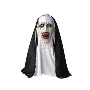 <span class=keywords><strong>Masque</strong></span> de religieuse démoniaque en latex pour Halloween, cosplay d'adulte effrayant, avec capuche - Product Image 1