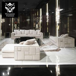 समकालीन आधुनिक चमड़े के सोफे होटल लॉबी 1 + 2 + 3 सीटर एकांत सोफे सोफे सेट लक्जरी घर रहने वाले कमरे तीन सीटर सोफा - Product Image 1