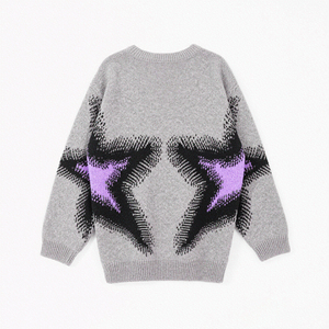 <span class=keywords><strong>Cardigan</strong></span> Lavorato a Maglia con Motivo a Stelle Grigie per <span class=keywords><strong>Uomo</strong></span> - Scollo a V, Bottoni Frontali, Vestibilità Oversize, Maglione Streetwear Y2K Personalizzabile - Product Image 3