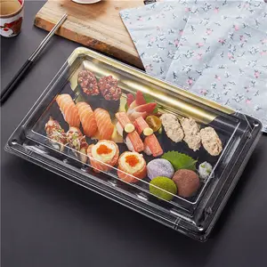 SAMMA-8115YJS Custom Colorful Printing Stackable Varied Design Plastic Fruit Tray Container Boxes Large Sushi Wedding Party Tray