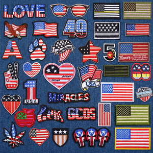 Independence Day Decoration Custom Embroidered USA Flag <b>Patch</b> for Badges PVC <b>Sew</b>-<b>on</b> or Iron-<b>on</b> Made of Chenille Fabric - Product Image 2