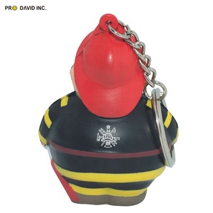 Unisex PU Foam Fireman Bert Shape Keychain Promotional Anti-Stress Anxiety Reducing Toy With Custom Logo Printing - Product Image 3