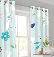 Rideau d'impression de fleurs et de feuilles de lapin blanc rideau occultant en polyester 100% pour chambre d'enfant