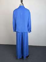 Ensemble d'été pour femme : Chemise à manches longues à revers et boutonnage simple, pantalon plissé à jambes larges, coupe ample, tenue décontractée 2 pièces
