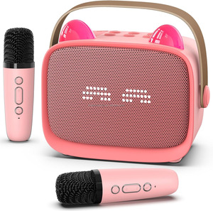 Mini système de karaoké portable pour enfants avec MP3, 2 micros sans fil, LED RVB, rechargeable, 500-1000 mAh, ABS, machine à chanter, fête à domicile - Product Image 3